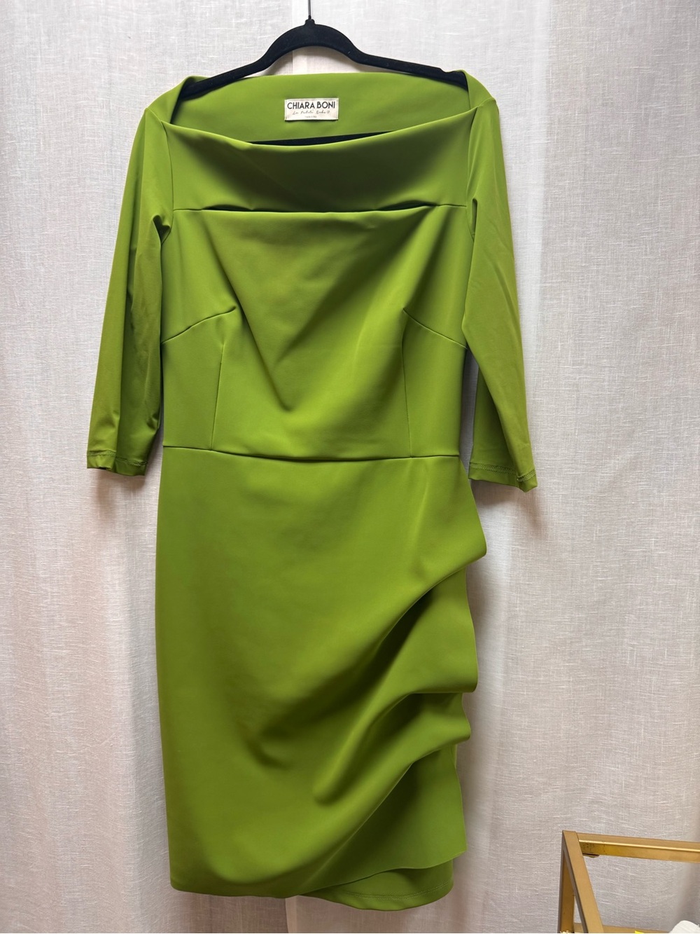 Chiara Boni Lime Green Draped Sheath Dress
